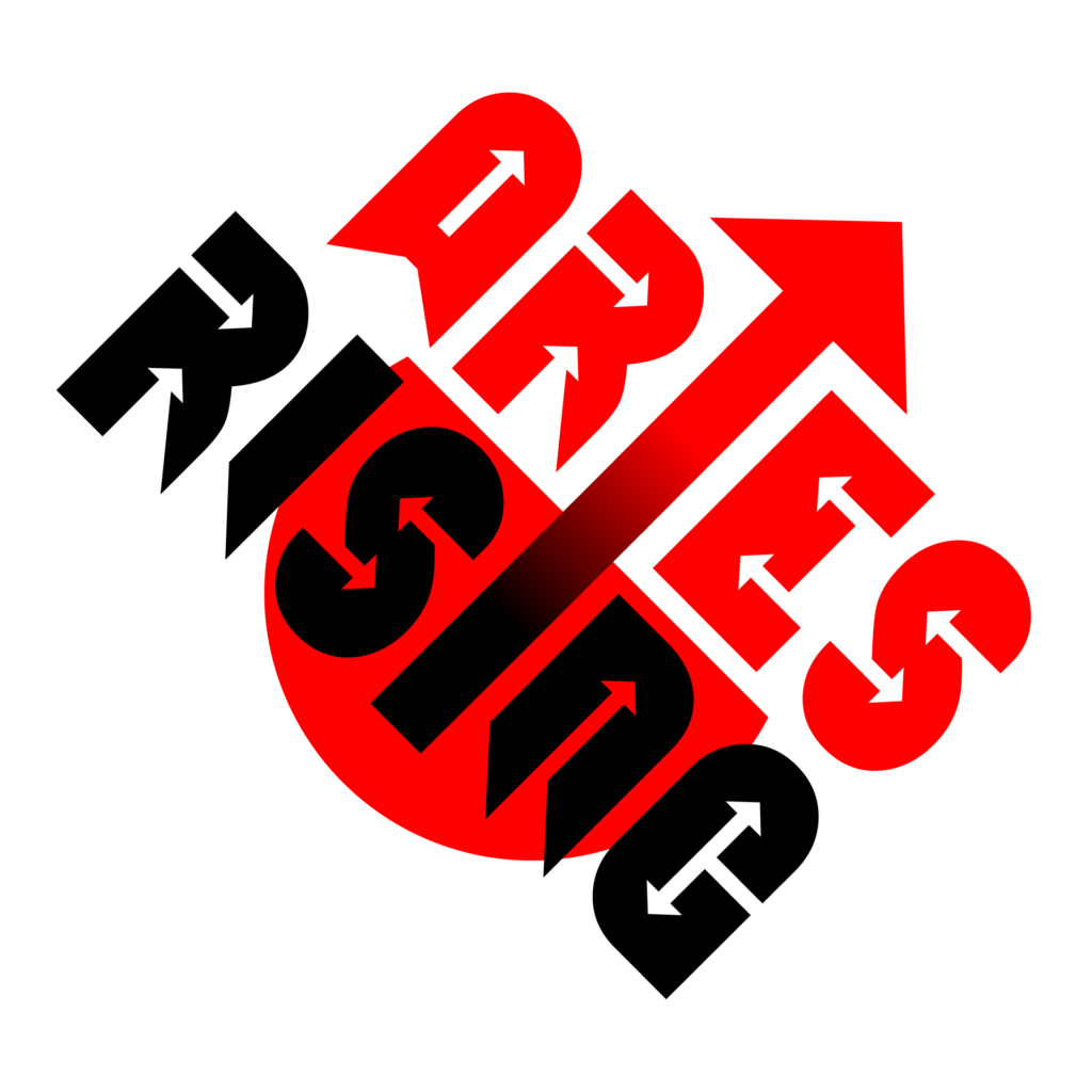 red and black aries rising logo